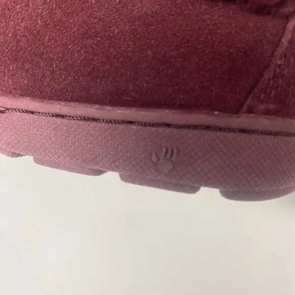 BEARPAW Women Moccasin Comfortable & Light-Weight Slipper/Shoe Size 7 Wool Wine - Picture 11 of 14